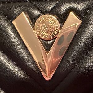 Valentino Orlandi Black Quilted Crossbody with Gold Detail